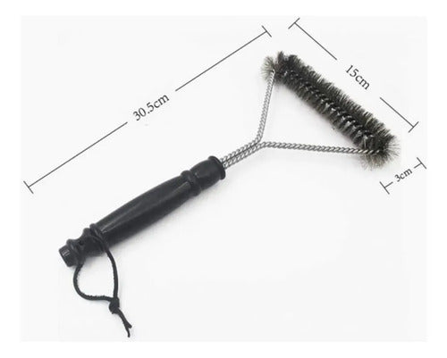 Escova Limpa Grelha Churrasqueira 3 Lados Com Cerdas De Aço