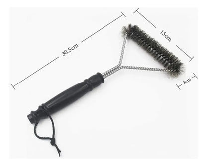 Escova Limpa Grelha Churrasqueira 3 Lados Com Cerdas De Aço