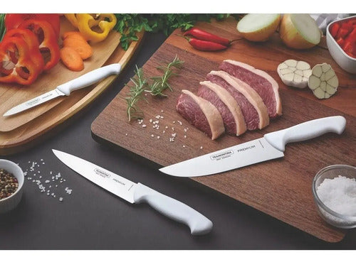 Faca Inox Açougueiro Cabo Branco 8'' Chef Premium Tramontina