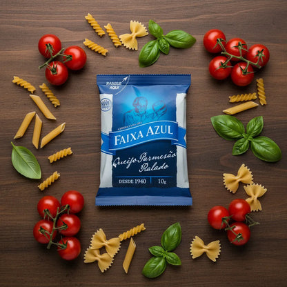 Faixa Azul Queijo Parmesão Ralado Sache 100 Unidades De 10g
