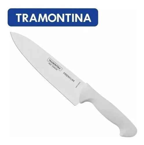 Faca Inox Açougueiro Cabo Branco 8'' Chef Premium Tramontina