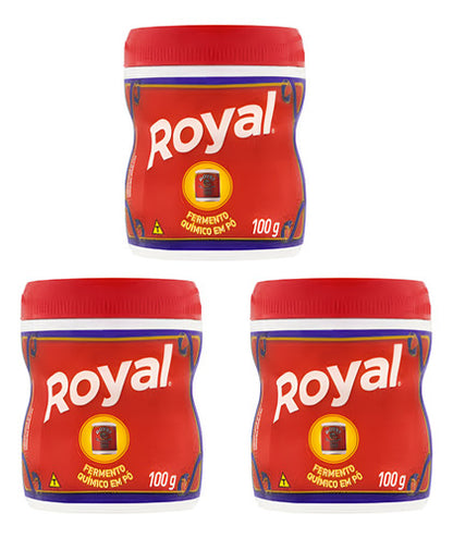 Fermento Quimico Pó Royal Frasco 100g Kit Pack 03 Frascos