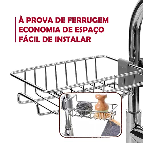 Prateleira Cozinha Suporte De Esponja De Aço Inoxidável Ajustável Pia Torneira Sabonete Detergente Pano De Prato Banheir