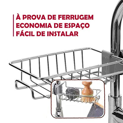 Prateleira Cozinha Suporte De Esponja De Aço Inoxidável Ajustável Pia Torneira Sabonete Detergente Pano De Prato Banheir
