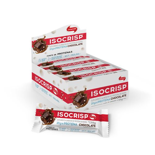 Isocrisp Whey Bar - 12 Unidades 55G Amendoim - Vitafor, Vitafor, 55 G