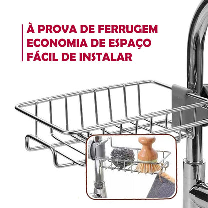 Prateleira Cozinha Suporte De Esponja De Aço Inoxidável Ajustável Pia Torneira Sabonete Detergente Pano De Prato Banheir