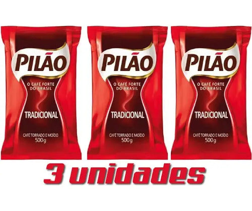 Café Torrado E Moído Tradicional Pilão Pacote 500g - Kit 03