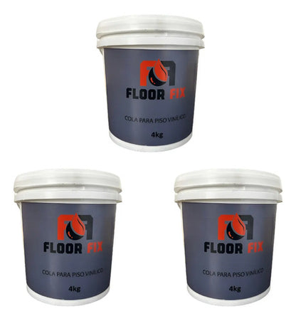 Cola Para Piso Vinilico Adesivo Floor Fix 4kg Kit 03 Unidade Branco