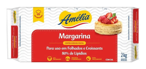 Kit 4 Un Margarina Folhada Croissant Amélia 2 Kg 80% Lipidio