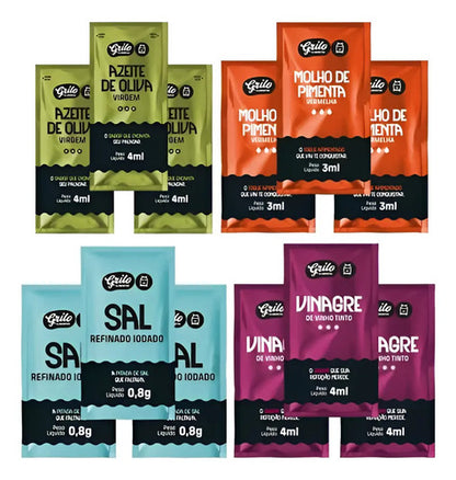 Sache Azeite+molho Pimenta+ Sal + Vinagre Grilo 25 Un Cada