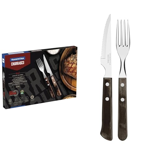 Jogo Talheres Churrasco Tramontina Inox Castanho Polywood