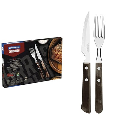 Jogo Talheres Churrasco Tramontina Inox Castanho Polywood