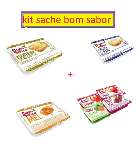 Kit Mini Geleia+manteiga +mel+cream Cheese Sache 15 Un Cada