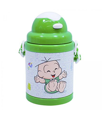 Garrafa Com Canudo E Alça Cebolinha Bebê 380ml Turma Da Mônica Presentes