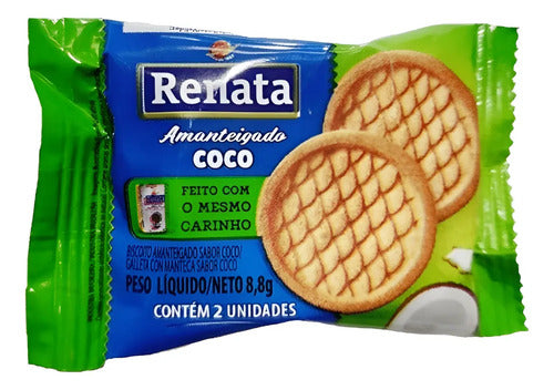 Biscoito Amanteigado Coco 8,8 Gr Renata Caixa 50 Sachês