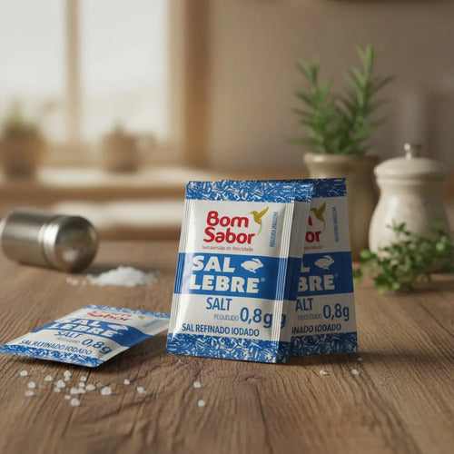 Sal Refinado Lebre Bom Sabor Sache 0,8g -cx 2000 Unidades