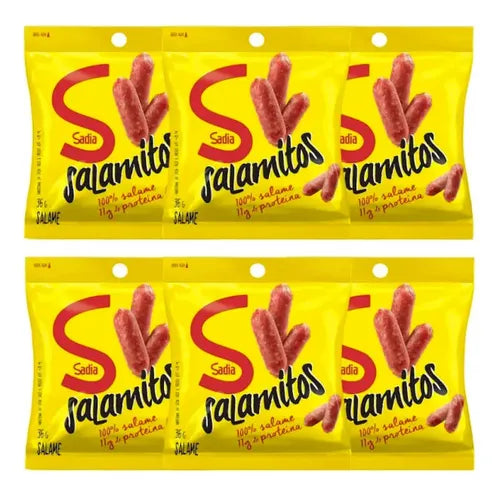 Kit Com 12 Pacotes Salame Petisco Sadia Salamitos Pocket 36g