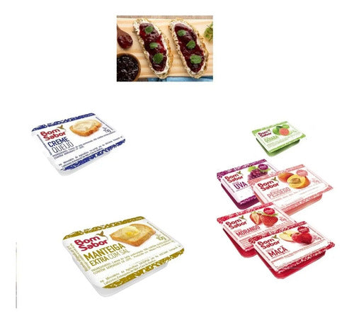 Kit Sache Geleia +manteiga+cream Cheese +acucar 50 Un De Cad