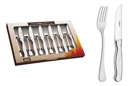Jogo Churrasco Talher Faca Jumbo Tramontina Classic 12 Peças