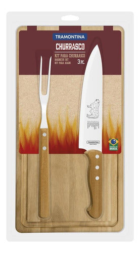Kit Churrasco Tramontina Inox Dynamic 3 Pcs Tabua Faca Garfo