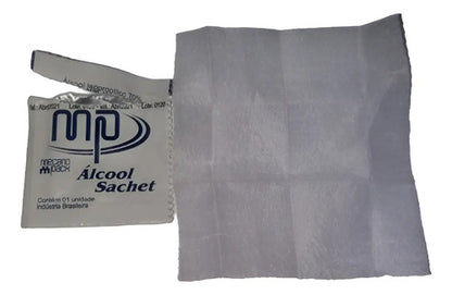 Higienizador De Bolso Prevenção C/ Álcool 70%  100 Sachês   Álcool