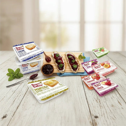 Kit Mini Geleia + Manteiga + Mel + Cream Cheese Sachê 30 Un