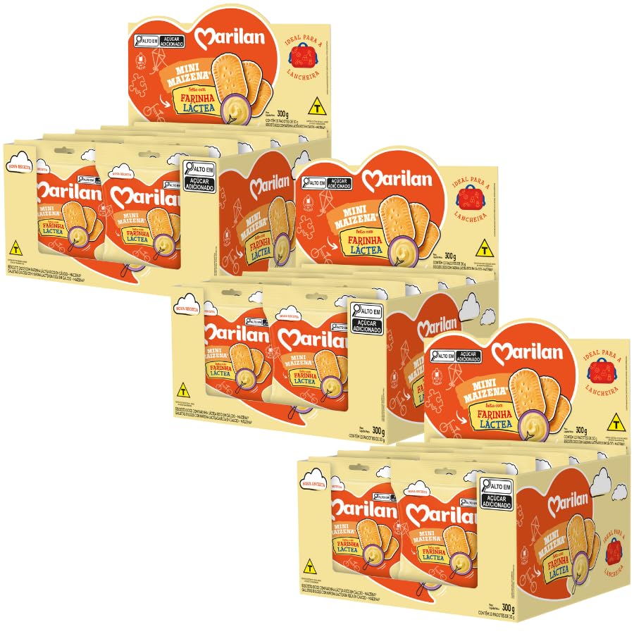 Biscoitos Mini Marilan Maizena, 30g cada, Caixa com 30 Unidades, Total 900g, Nova Fórmula com Farinha Láctea