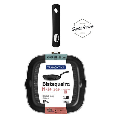 Bistequeira Alum 24 cm Monaco Indução Preto Tramontina