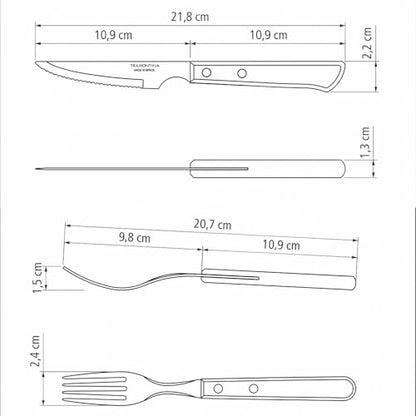 Jogo Talheres Churrasco Tramontina Inox Castanho Polywood