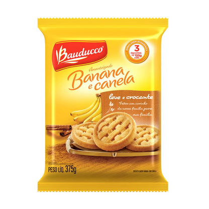 Biscoito Amanteigado Banana com Canela Multipack Bauducco 375g