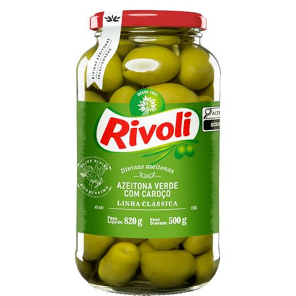 Rivoli Azeitona Verde Em Conserva Com Caroço Vidro 500G