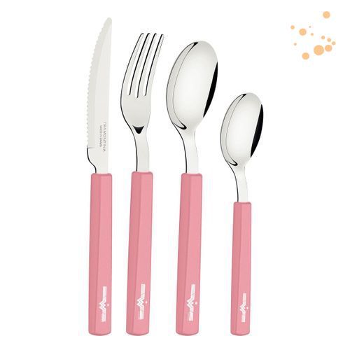 Tramontina Faqueiro 16Pcs Mulher Maravilha Rose - Sortidos Com Laminas Aco Inox E Cabos Polipropileno