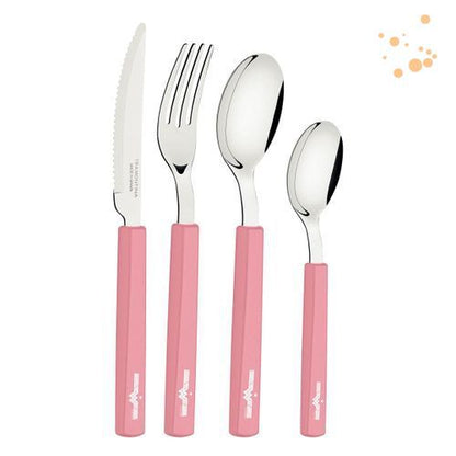 Tramontina Faqueiro 16Pcs Mulher Maravilha Rose - Sortidos Com Laminas Aco Inox E Cabos Polipropileno