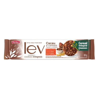 Biscoito Lev Cookie Integral Cacau e Cereais 80g
