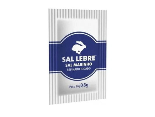 Sal Sache Refinado Lebre Bom Sabor 0,8g com 1000 unidades