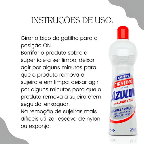 Limpador Tira Limo Azulim Limpa Rejuntes 500 Ml Cloro Ativo