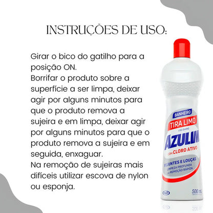 Limpador Tira Limo Azulim Limpa Rejuntes 500 Ml Cloro Ativo