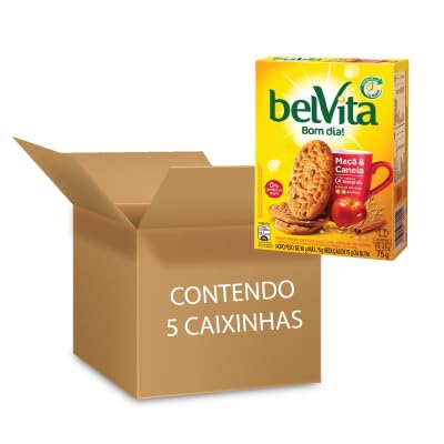 Biscoito Belvita Maçã & Canela 75g contendo 5 caixinhas de 75g cada