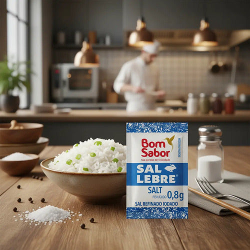Sal Refinado Lebre Bom Sabor Sache 0,8g -cx 2000 Unidades