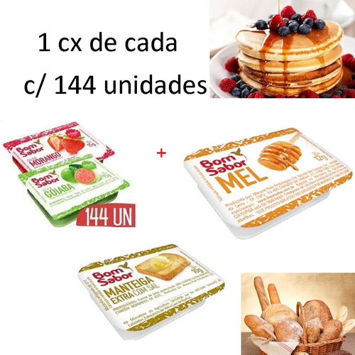 Kit Geleia+manteiga C/sal+mel Sache Blister Combo 1cx Cada