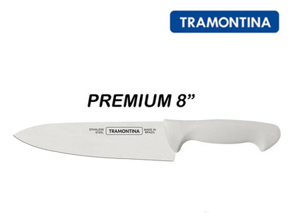 Faca Inox Açougueiro Cabo Branco 8'' Chef Premium Tramontina