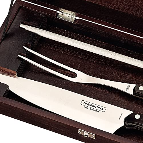 Jogo Churrasco Inox Polywood com Maleta - Tramontina