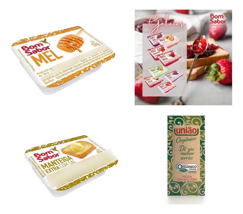 Kit Geleia + Manteiga + Mel + Açúcar Orgânico  48 Un Cada