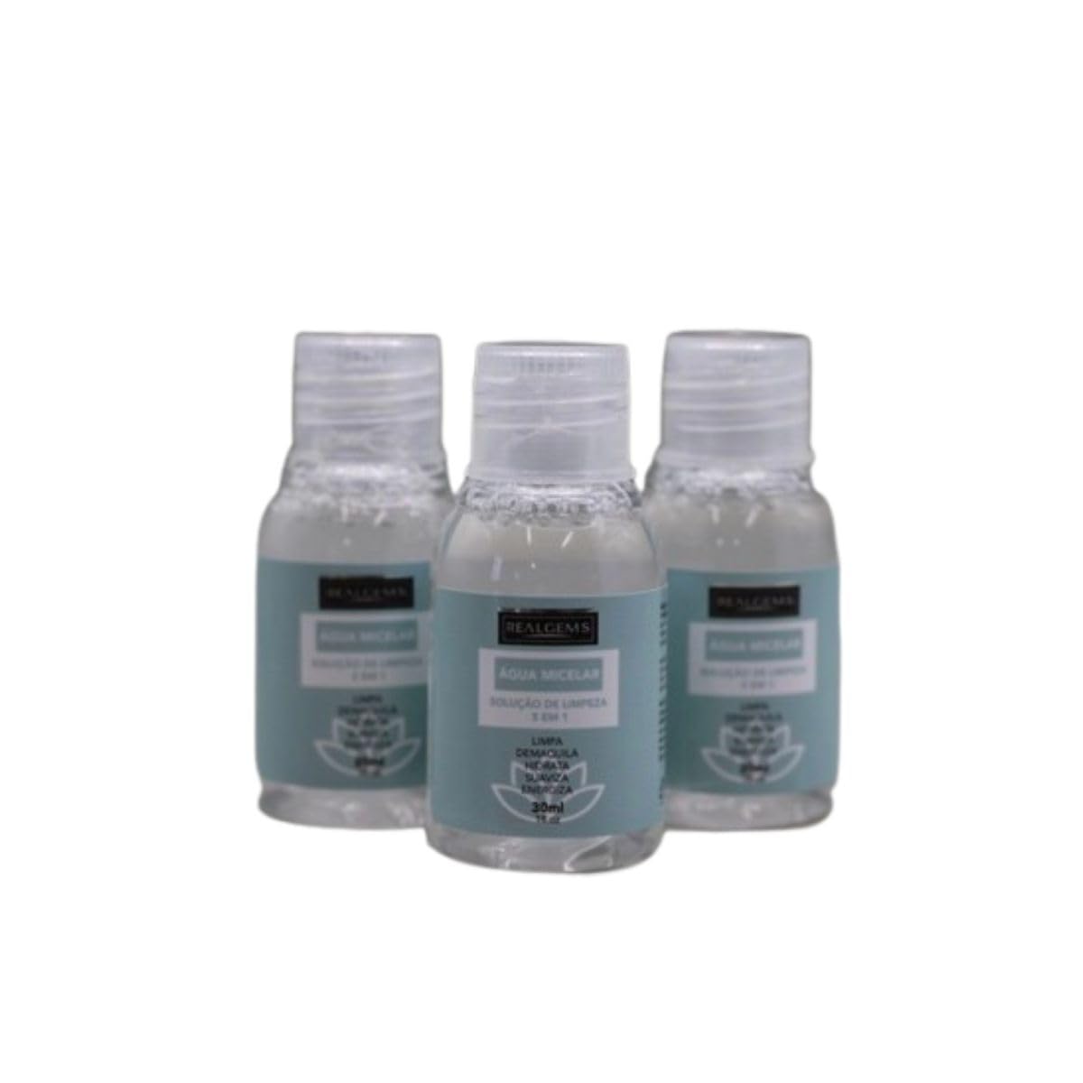 Kit 10 Unidades de Água Micelar Solução Limpeza 5 em 1 Demaquilante Realgems, 30ml