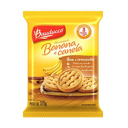 Biscoito Amanteigado Banana com Canela Multipack Bauducco 375g