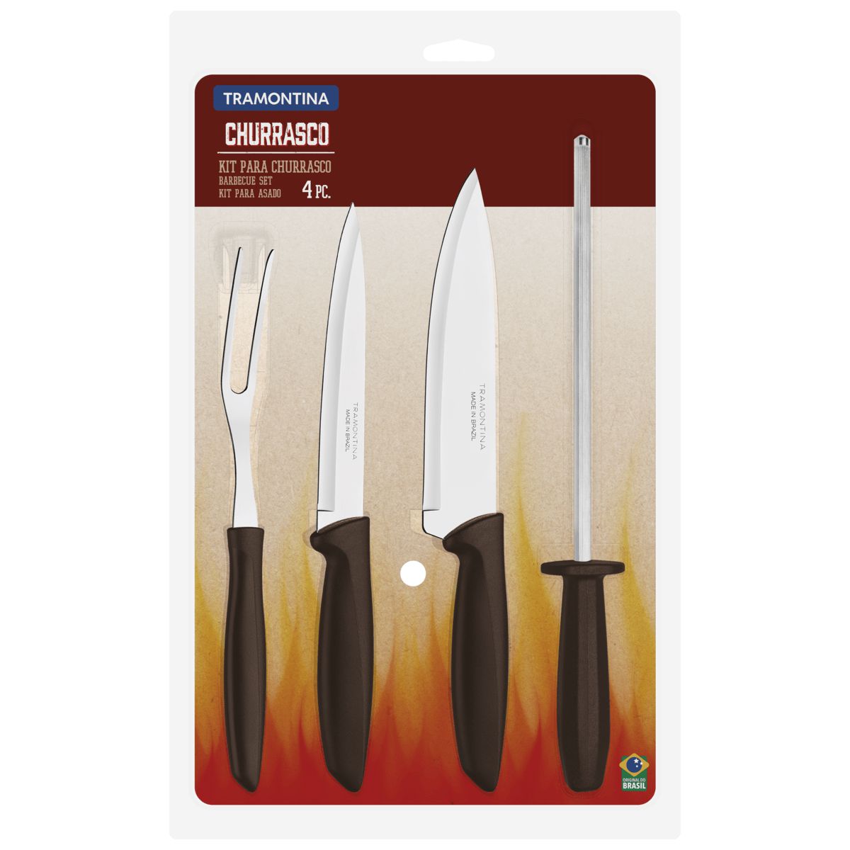 Kit Churrasco Inox 4pc Plenus Mar Tramontina Marron