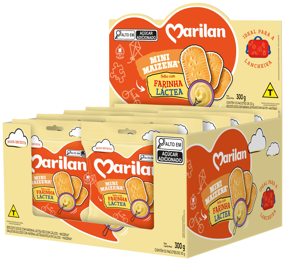 Biscoito Mini Maizena Marilan Farinha Láctea Sachê 30g Display Com 10 Pacotes