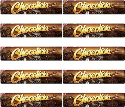 Kit com 10 pacotes Biscoito Chocolicia Recheado Chocolate