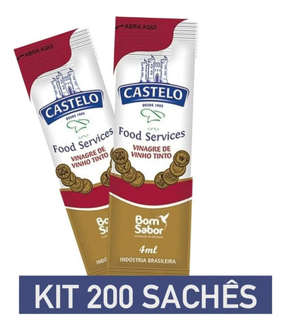 Vinagre Em Sachê Bom Sabor Castelo Caixa Com 200 Un De 4ml