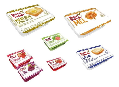 Kit Mini Geleia+manteiga+mel+cream Cheese Sache 20 Un Cada